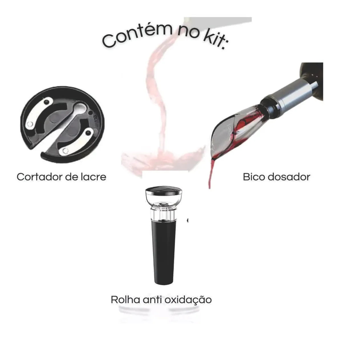 Abridor De Vinho Garrafa Automático Saca Rolhas Elétrico Cor Preto
