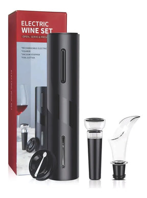Abridor De Vinho Garrafa Automático Saca Rolhas Elétrico Cor Preto