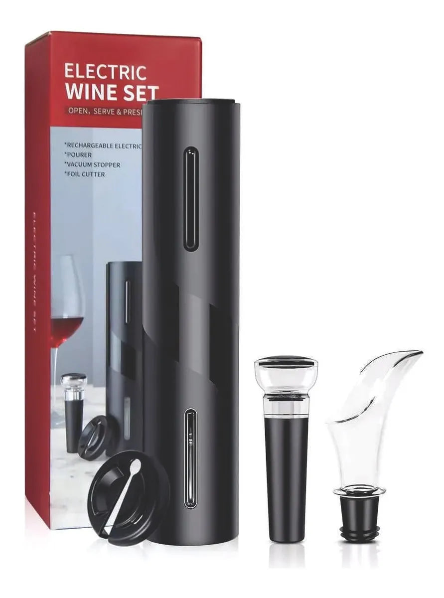 Abridor De Vinho Garrafa Automático Saca Rolhas Elétrico Cor Preto