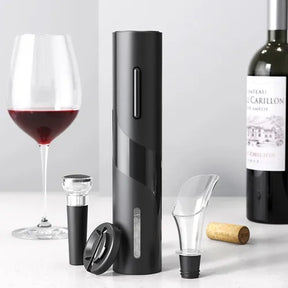 Abridor De Vinho Garrafa Automático Saca Rolhas Elétrico Cor Preto