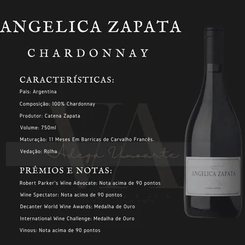 4 Unidades Vinho Argentino Tinto Angelica Zapata Chardonnay
